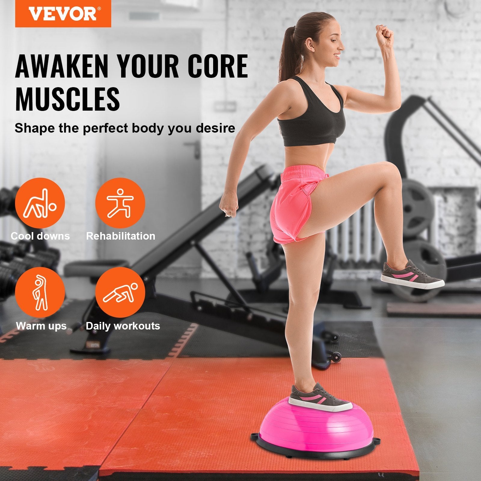 Balance & Stability Trainer with Resistance Bands – Half Exercise Ball for Home Workout & Recovery