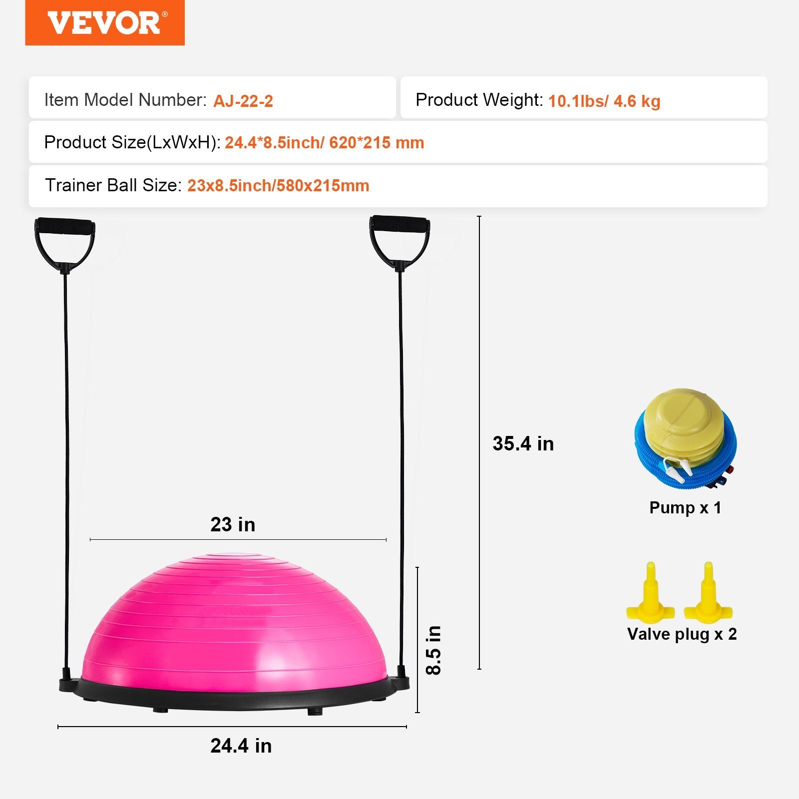 Balance & Stability Trainer with Resistance Bands – Half Exercise Ball for Home Workout & Recovery