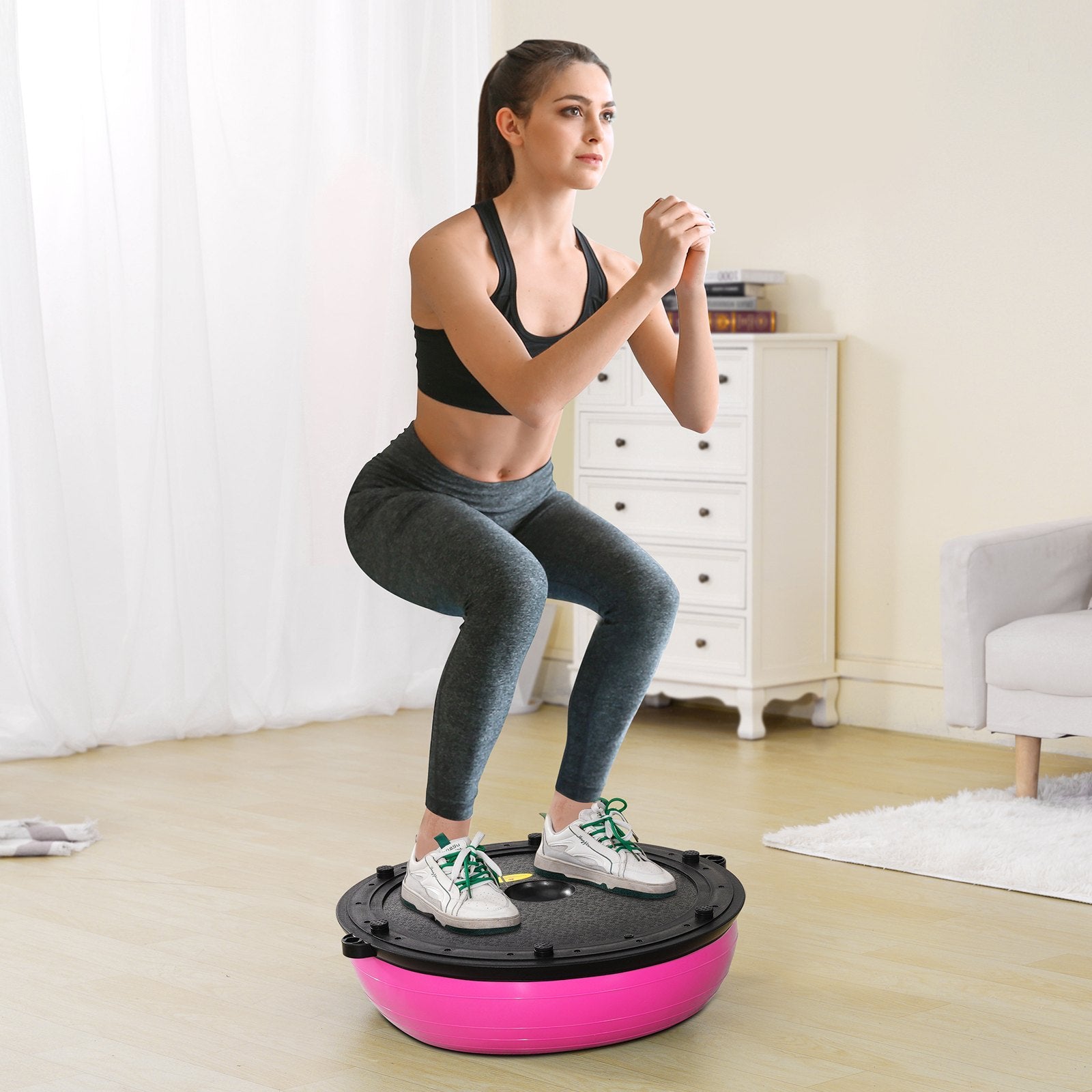 Balance & Stability Trainer with Resistance Bands – Half Exercise Ball for Home Workout & Recovery